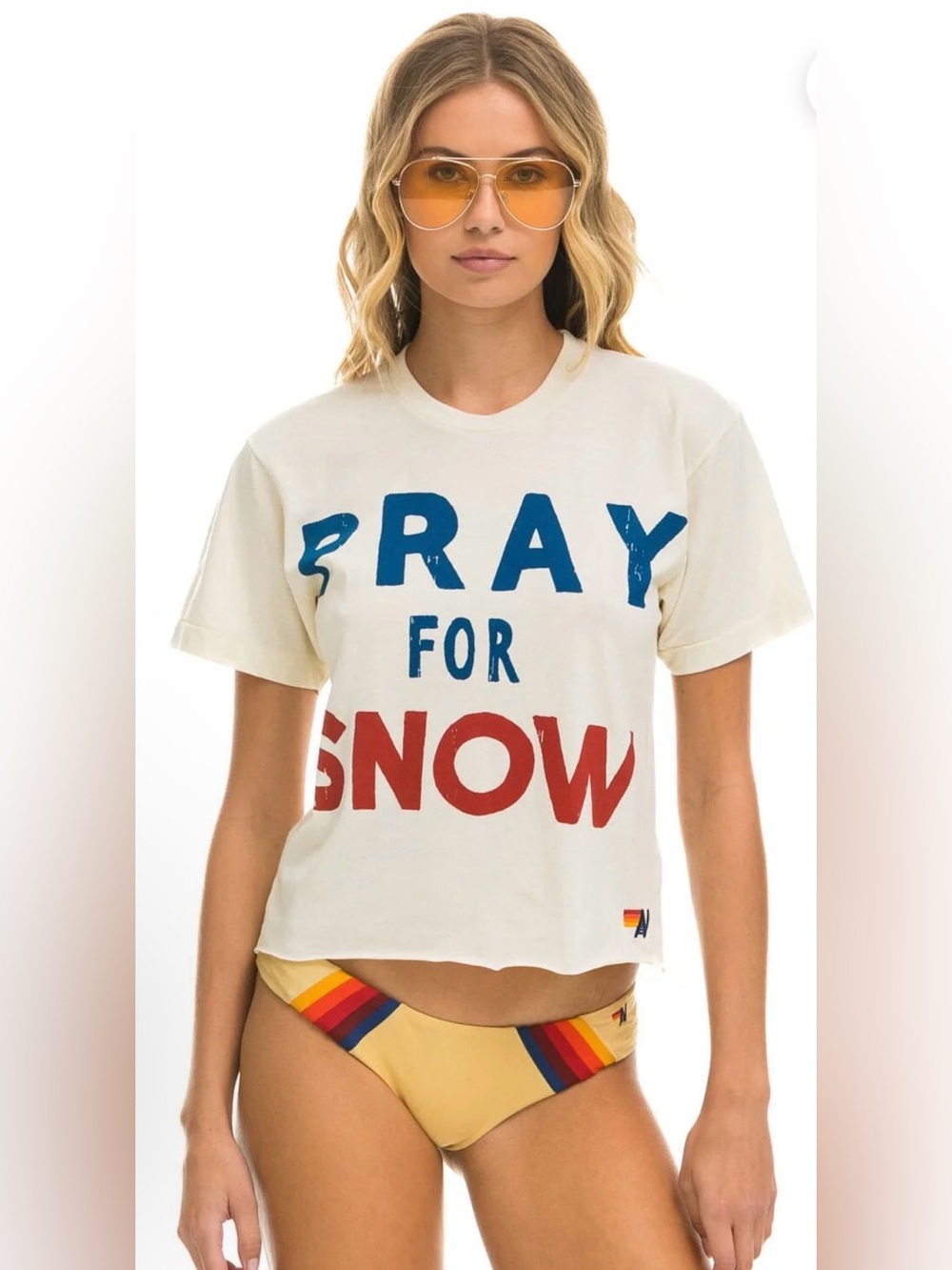 Aviator Nation Pray For Snow Relaxed Tee Vintage White